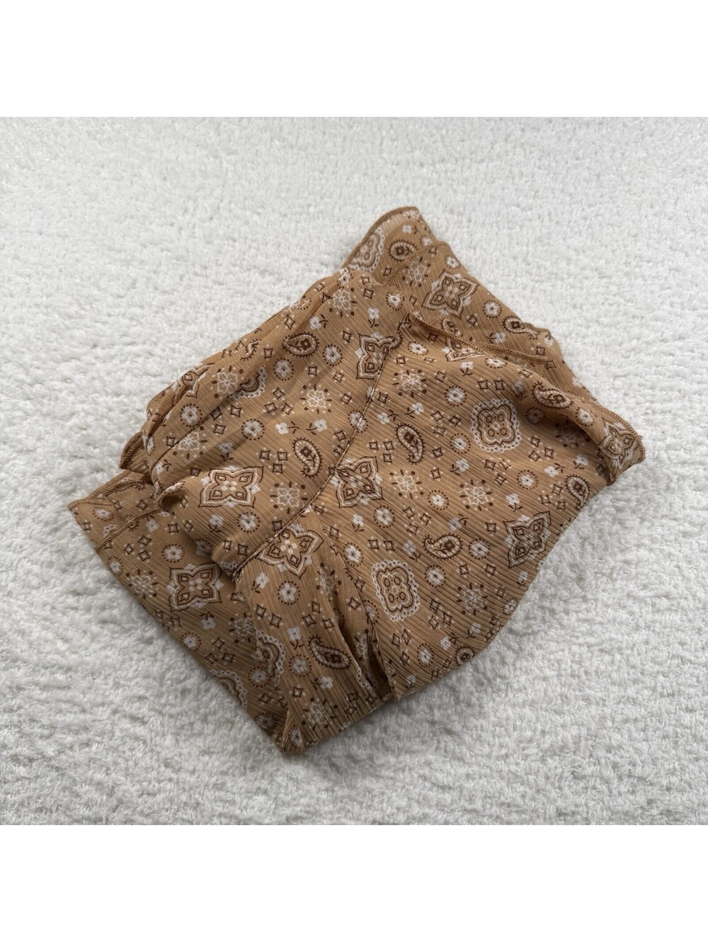Aerie Women’s S/P Wrap Skirt Brown Paisley Ruffle Tie Mini Skirt